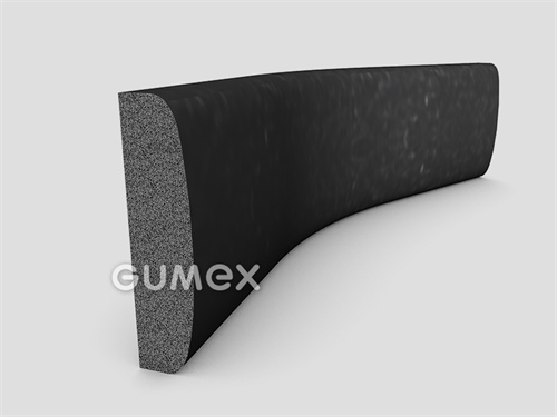 Mikroporézny profil tvaru "D", 50x12/R5mm, hustota 500kg/m3, EPDM, -30°C/+80°C, čierny